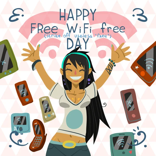 Happy Carte de vœux wi-fi gratuite — Image vectorielle