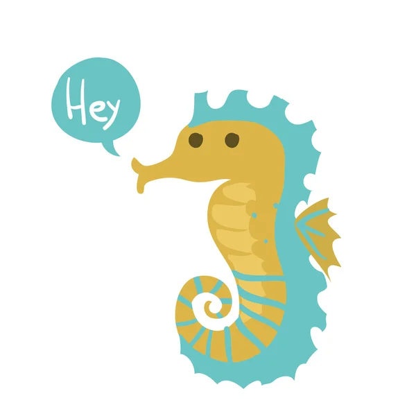Söta tecknade ocean seahorse — Stock vektor