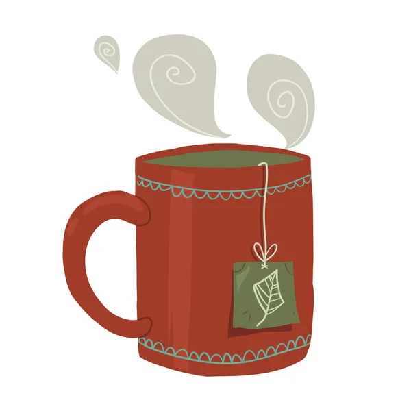 Cartoon cup of tea flat icon. — Stock Vector