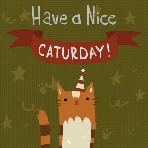 Cat 's Saturday Postcard Лицензионные Стоковые Иллюстрации