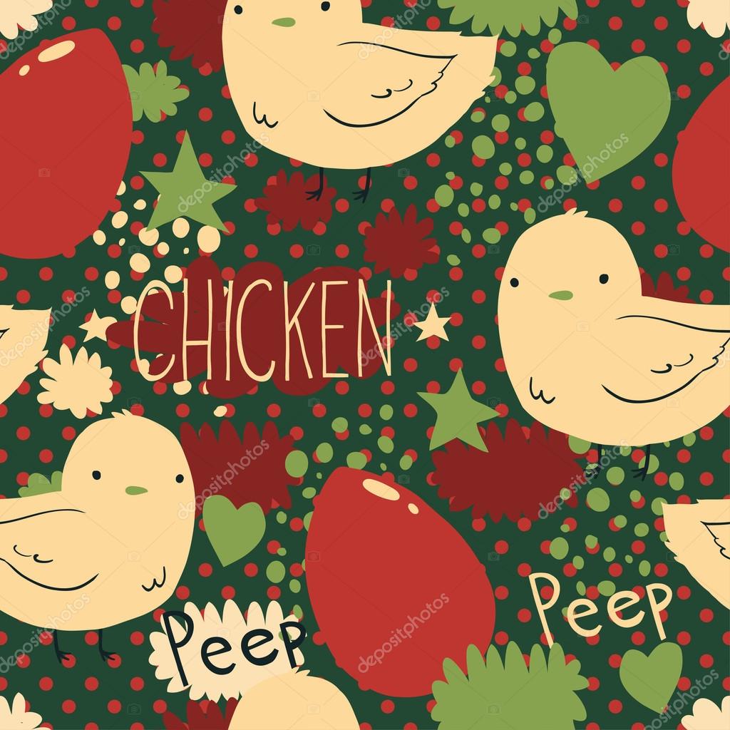 Download Merry Christmas chicken seamless pattern — Stock Vector ...