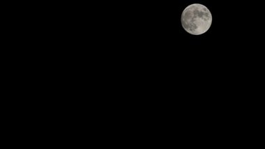 Moon Timelapse, Stock zamanaşımı: Dolunay karanlık gökyüzünde yükseliyor, gece vakti. Dolunay zamanı, gece karanlığında karanlık gökyüzünde ay ışığıyla birlikte kaybolur. Yüksek kaliteli beleş video kaydı veya zaman ayarlı