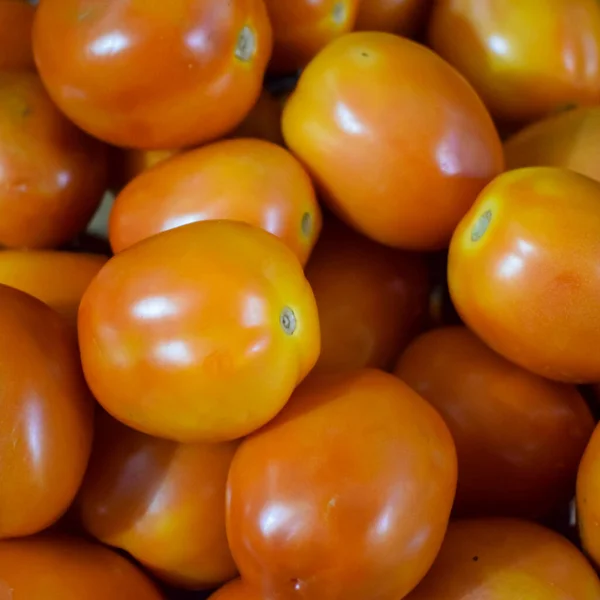 おいしい赤いトマト 有機野菜をたっぷり使用した夏のトレイ市場農業背景 赤いトマトの背景として使用することができます トマトのグループ — ストック写真