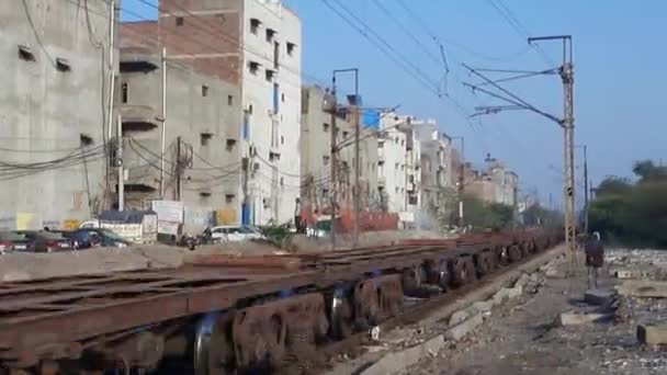 Nueva Delhi India Octubre 2020 Tren Que Cruza Tren Expreso — Vídeos de Stock
