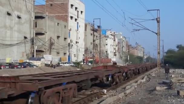 New Delhi Indien Oktober 2020 Tåg Passerar Express Tågvideor Indiska — Stockvideo