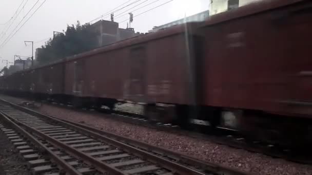 New Delhi Indien Oktober 2020 Tåg Passerar Express Tågvideor Indiska — Stockvideo