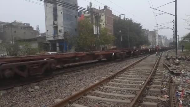 Nueva Delhi India Octubre 2020 Tren Que Cruza Tren Expreso — Vídeo de stock