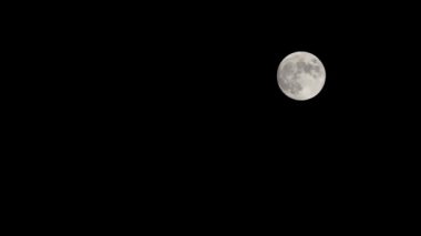 Moon Timelapse, Stock zamanaşımı: Dolunay karanlık gökyüzünde yükseliyor, gece vakti. Dolunay zamanı, gece karanlığında karanlık gökyüzünde ay ışığıyla birlikte kaybolur. Yüksek kaliteli beleş video kaydı veya zaman ayarlı