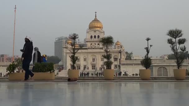 New Delhi Indien Januari 2021 Gurdwara Bangla Sahib Den Mest — Stockvideo