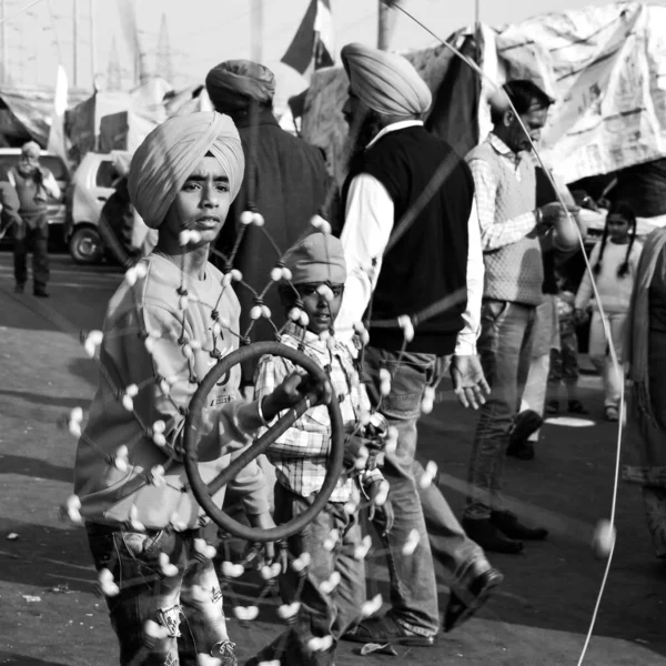 Nova Deli Índia Dezembro 2020 Agricultores Indianos Sikh Hindu Punjab — Fotografia de Stock