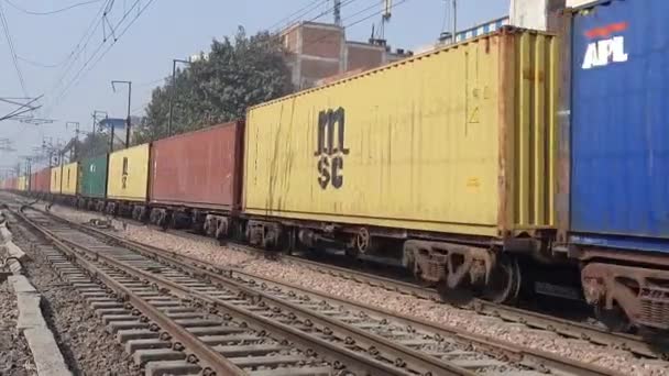 Nueva Delhi India Octubre 2020 Cruce Trenes Express Train Videos — Vídeo de stock