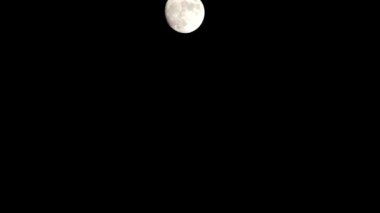 Moon Timelapse, Stock zamanaşımı: Dolunay karanlık gökyüzünde yükseliyor, gece vakti. Dolunay zamanı, gece karanlığında karanlık gökyüzünde ay ışığıyla birlikte kaybolur. Yüksek kaliteli beleş video kaydı veya zaman ayarlı