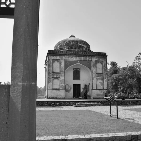 位于新德里胡马云墓附近的Sunder文化遗址位于印度德里Sunder文化中心内 Sunder文化中心内的Sunder文化中心 黑人和白人 — 图库照片
