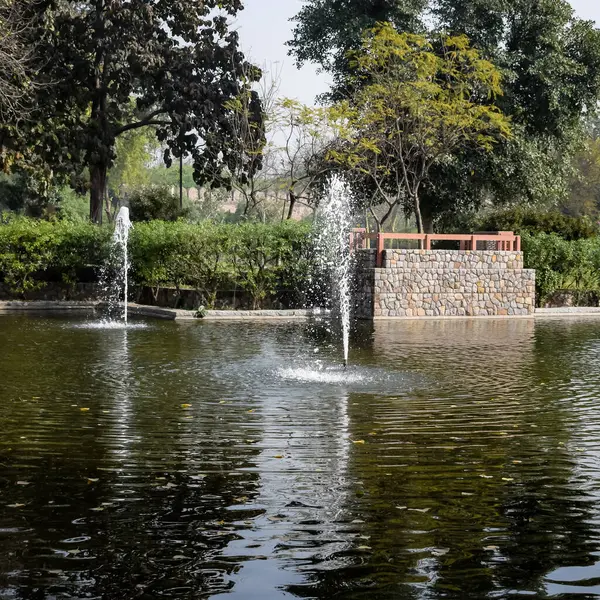 Fuente Jardín Del Vivero Sunder Delhi India Fuente Trabajo Complejo — Foto de Stock