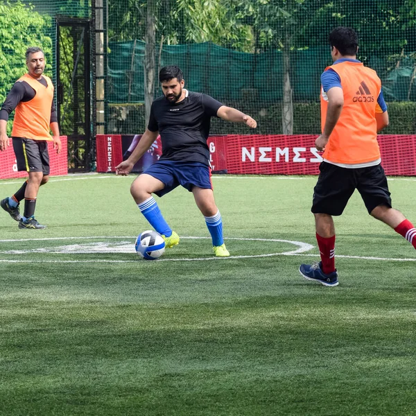 New Delhi Indie Července 2019 Fotbalisté Místního Fotbalového Týmu Během — Stock fotografie