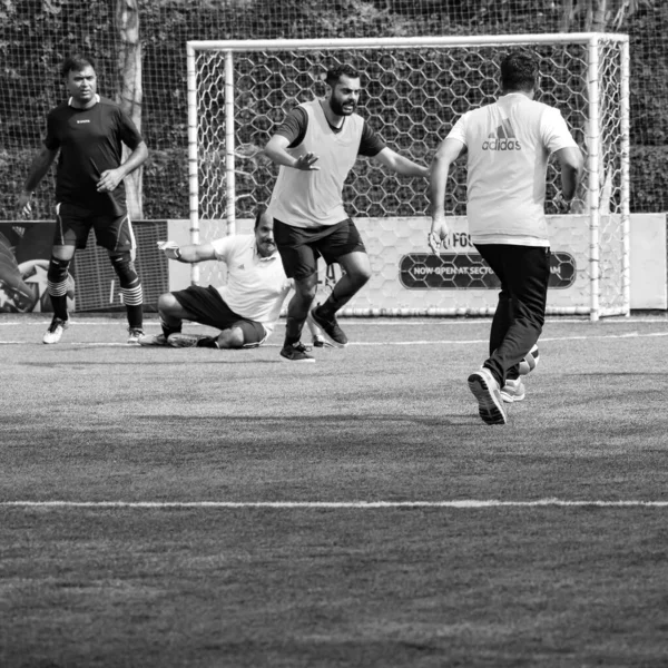 Delhi Indien Juli 2019 Fußballer Der Lokalen Fußballmannschaft Während Eines — Stockfoto