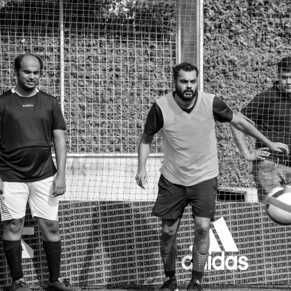 Delhi Índia Julho 2019 Futebolistas Time Futebol Local Durante Jogo — Fotografia de Stock