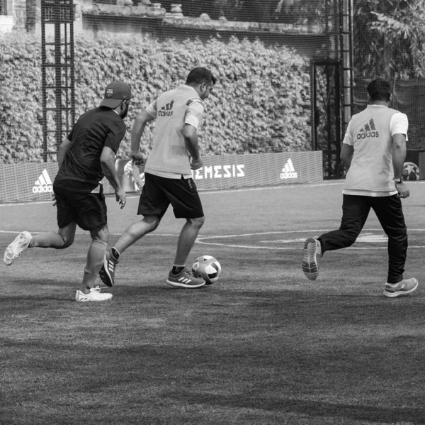 Delhi Índia Julho 2019 Futebolistas Time Futebol Local Durante Jogo — Fotografia de Stock