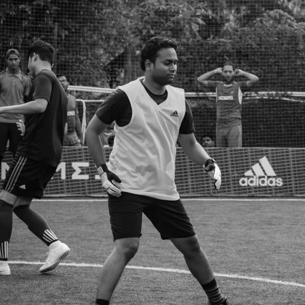 Dillí Indie Července 2019 Fotbalisté Místního Fotbalového Týmu Během Zápasu — Stock fotografie