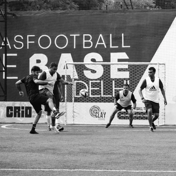 Delhi Índia Julho 2019 Futebolistas Time Futebol Local Durante Jogo — Fotografia de Stock