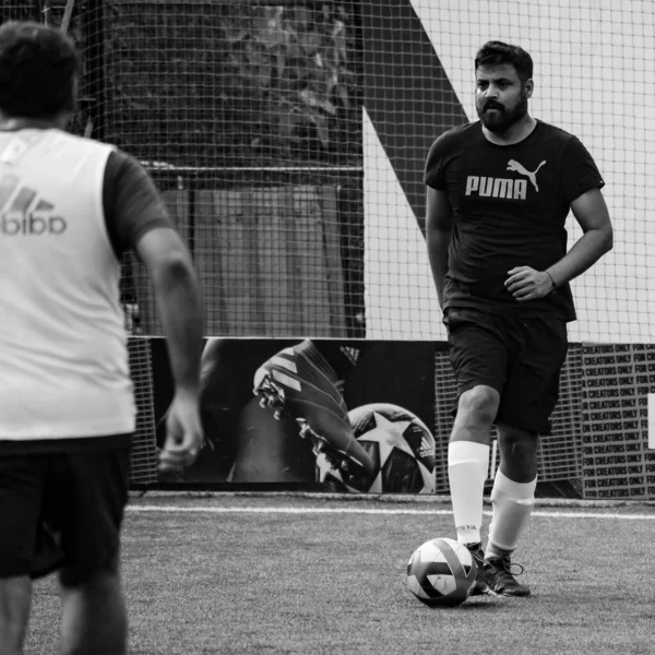 Delhi Índia Julho 2019 Futebolistas Time Futebol Local Durante Jogo — Fotografia de Stock