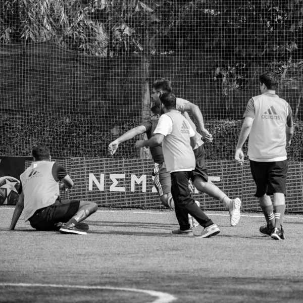 Delhi Índia Julho 2019 Futebolistas Time Futebol Local Durante Jogo — Fotografia de Stock