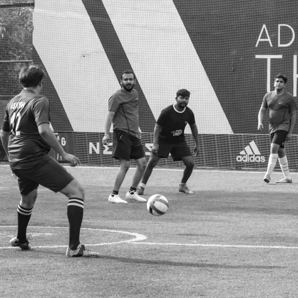 Delhi Índia Julho 2019 Futebolistas Time Futebol Local Durante Jogo — Fotografia de Stock