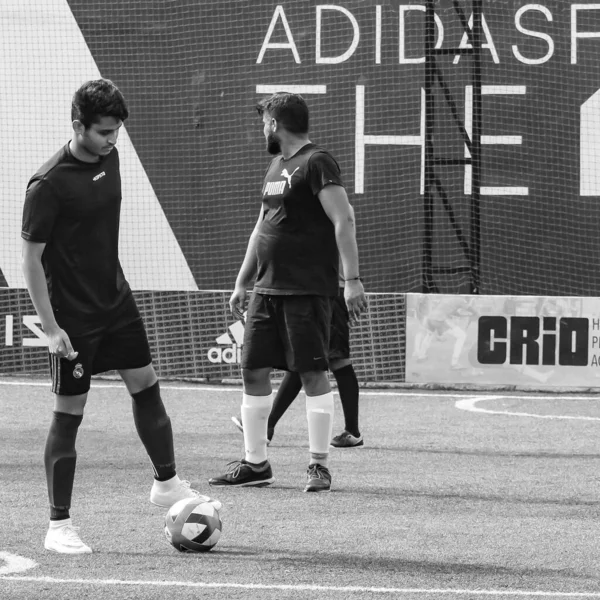 Delhi Índia Julho 2019 Futebolistas Time Futebol Local Durante Jogo — Fotografia de Stock