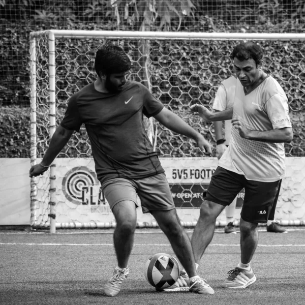 Delhi Índia Julho 2019 Futebolistas Time Futebol Local Durante Jogo — Fotografia de Stock