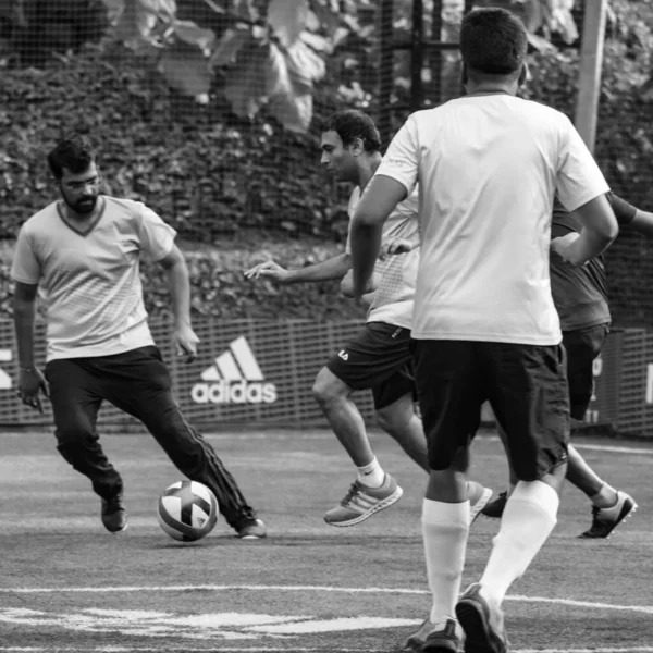 Delhi Índia Julho 2019 Futebolistas Time Futebol Local Durante Jogo — Fotografia de Stock