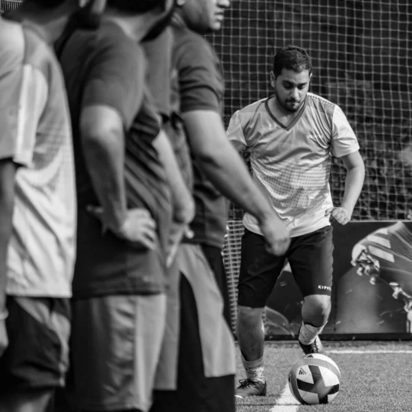 Delhi Índia Julho 2019 Futebolistas Time Futebol Local Durante Jogo — Fotografia de Stock