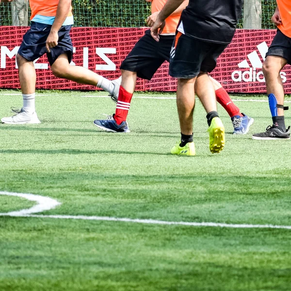 Delhi Índia Julho 2019 Futebolistas Time Futebol Local Durante Jogo — Fotografia de Stock