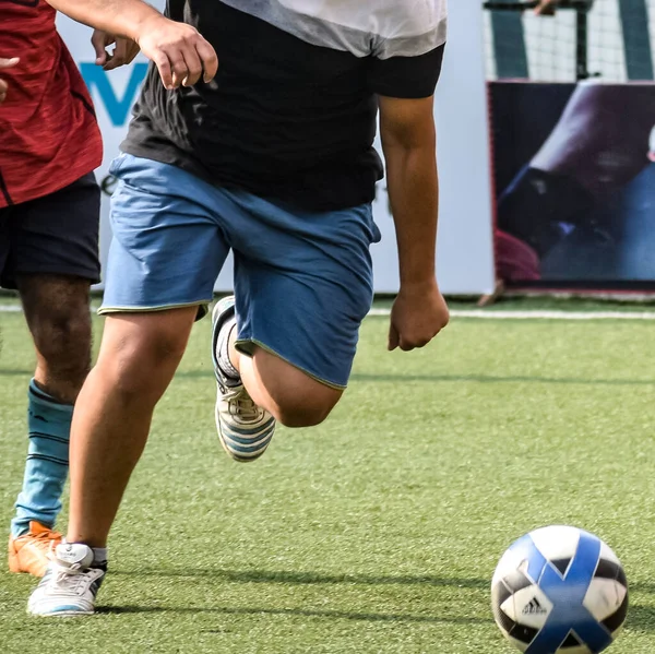 Delhi Indie Lipca 2018 Piłkarze Lokalnej Drużyny Piłkarskiej Podczas Meczu — Zdjęcie stockowe