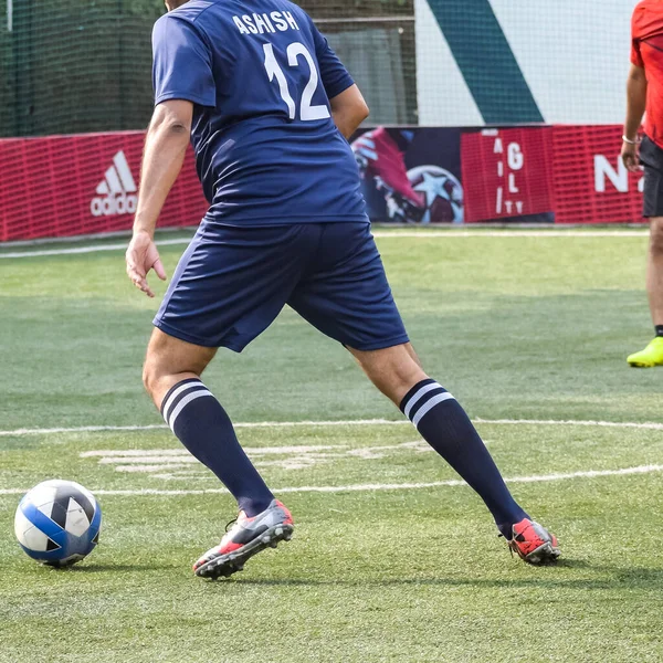 Delhi India Juli 2018 Voetballers Van Het Lokale Voetbalteam Tijdens — Stockfoto