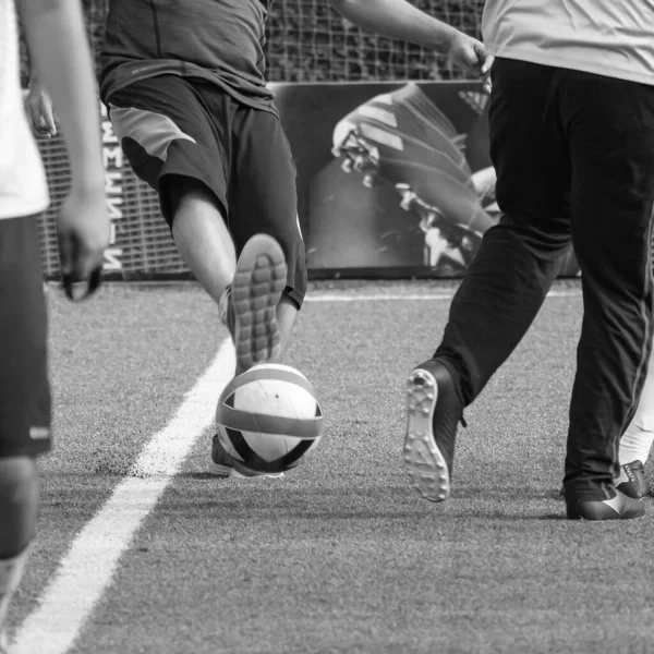 Delhi Índia Julho 2018 Futebolistas Time Futebol Local Durante Jogo — Fotografia de Stock