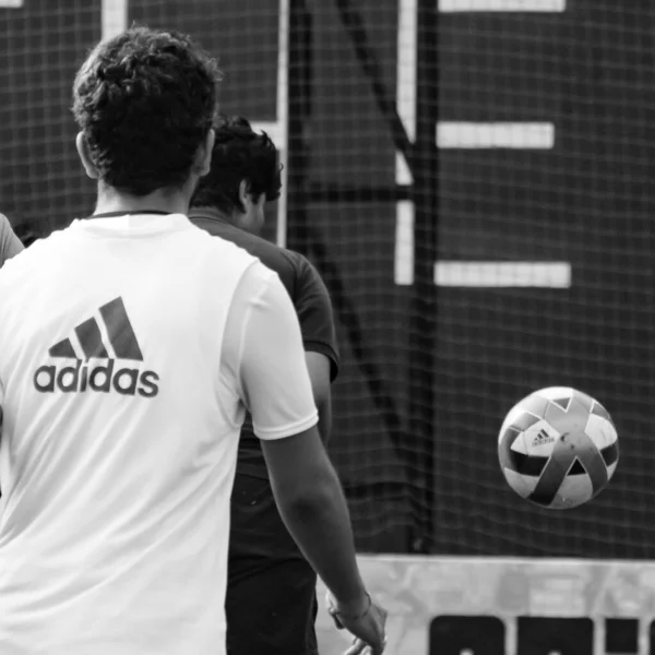 Delhi India Juli 2018 Pemain Sepak Bola Lokal Selama Pertandingan — Stok Foto