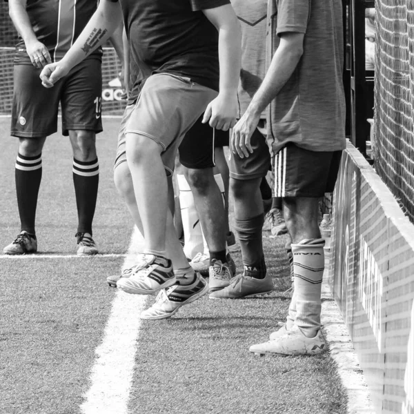 Delhi Índia Julho 2018 Futebolistas Time Futebol Local Durante Jogo — Fotografia de Stock