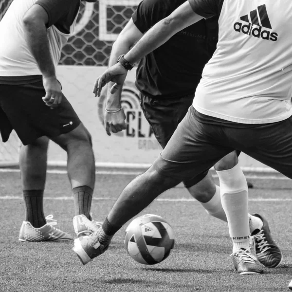 Delhi Índia Julho 2018 Futebolistas Time Futebol Local Durante Jogo — Fotografia de Stock