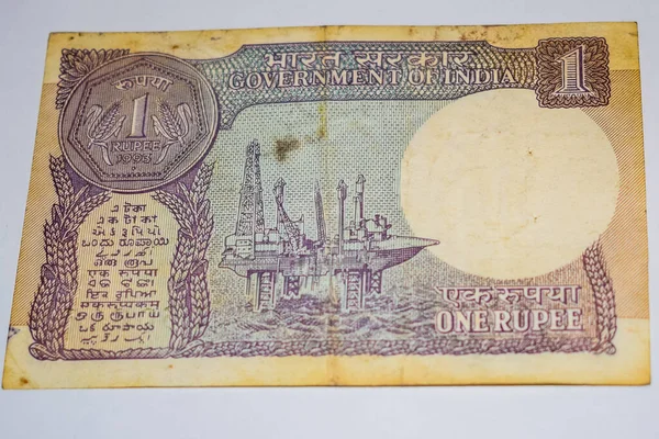 Rare Old Indian One Rupee Currency Note White Background Government — Fotografia de Stock