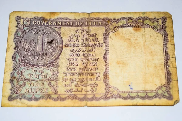 Rare Old Indian One Rupee Currency Note White Background Government — Fotografia de Stock