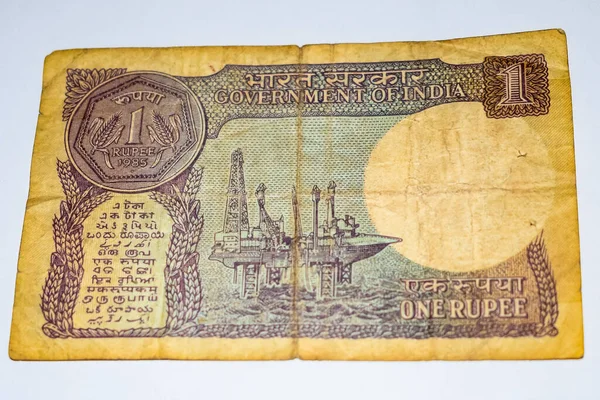 Rare Old Indian One Rupee Currency Note White Background Government — Fotografia de Stock