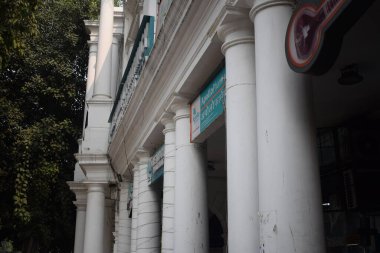 Delhi, India, September 09 2025 - Famous business district Connaught Place know as CP Delhi in the centre of New Delhi India with Offices, Banks and Shopping. British style architecture CP