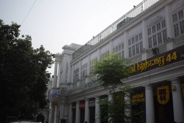 Delhi, India, September 09 2025 - Famous business district Connaught Place know as CP Delhi in the centre of New Delhi India with Offices, Banks and Shopping. British style architecture CP