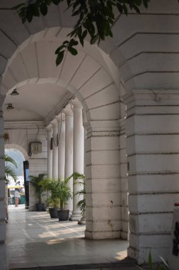 Delhi, India, September 09 2025 - Famous business district Connaught Place know as CP Delhi in the centre of New Delhi India with Offices, Banks and Shopping. British style architecture CP
