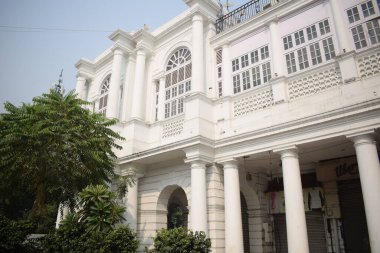 Delhi, India, September 09 2025 - Famous business district Connaught Place know as CP Delhi in the centre of New Delhi India with Offices, Banks and Shopping. British style architecture CP