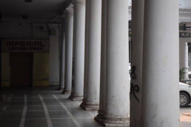 Delhi, India, September 09 2025 - Famous business district Connaught Place know as CP Delhi in the centre of New Delhi India with Offices, Banks and Shopping. British style architecture CP