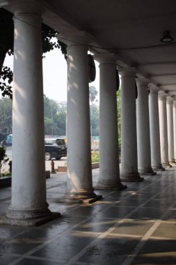Delhi, India, September 09 2025 - Famous business district Connaught Place know as CP Delhi in the centre of New Delhi India with Offices, Banks and Shopping. British style architecture CP