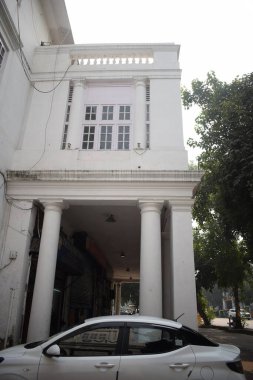 Delhi, India, September 09 2025 - Famous business district Connaught Place know as CP Delhi in the centre of New Delhi India with Offices, Banks and Shopping. British style architecture CP