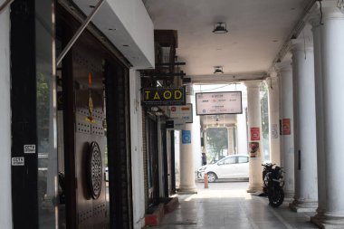 Delhi, India, September 09 2025 - Famous business district Connaught Place know as CP Delhi in the centre of New Delhi India with Offices, Banks and Shopping. British style architecture CP