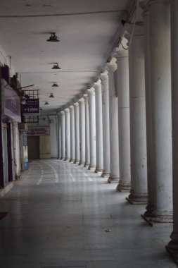 Delhi, India, September 09 2025 - Famous business district Connaught Place know as CP Delhi in the centre of New Delhi India with Offices, Banks and Shopping. British style architecture CP